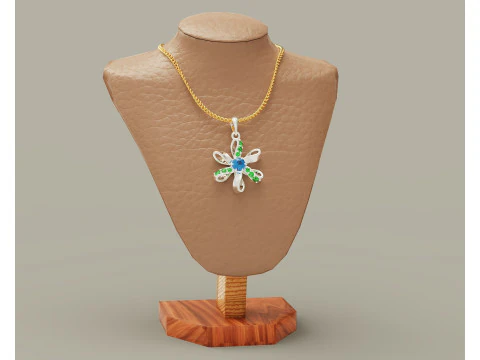 Ciondolo a fiore intrecciato con diamanti incastonati Modello di stampa 3D