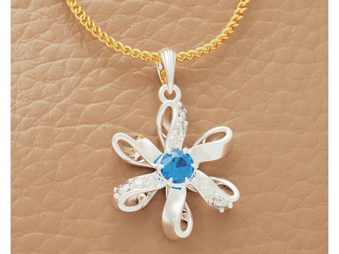 Diamond set twisted flower pendant 3Dプリントモデル