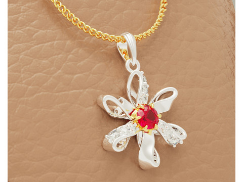 Diamond set twisted flower pendant 3Dプリントモデル