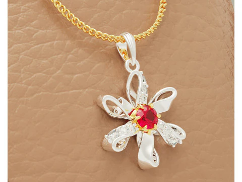 Diamond set twisted flower pendant 3D Print Model
