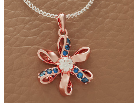 Diamond set twisted flower pendant 3Dプリントモデル