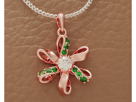Diamond set twisted flower pendant 3Dプリントモデル