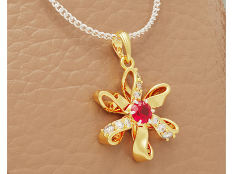 Diamond set twisted flower pendant 3Dプリントモデル