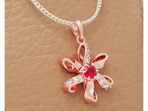 Diamond set twisted flower pendant 3Dプリントモデル