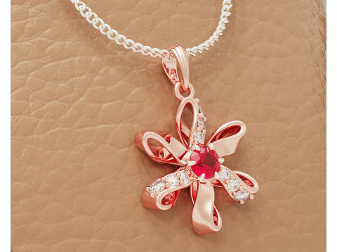 Diamond set twisted flower pendant 3D Print Model