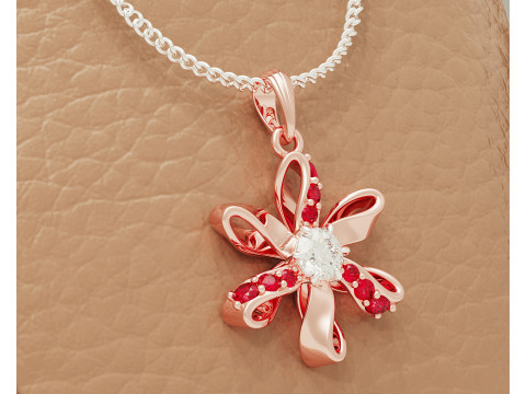 Diamond set twisted flower pendant 3Dプリントモデル