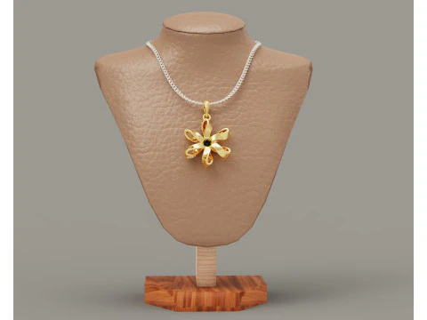 Diamond set twisted flower pendant 3D Print Model