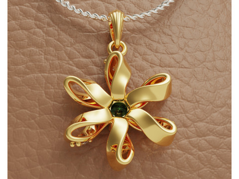 Diamond set twisted flower pendant 3Dプリントモデル
