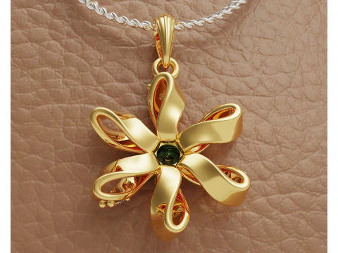 Diamond set twisted flower pendant 3D Print Model