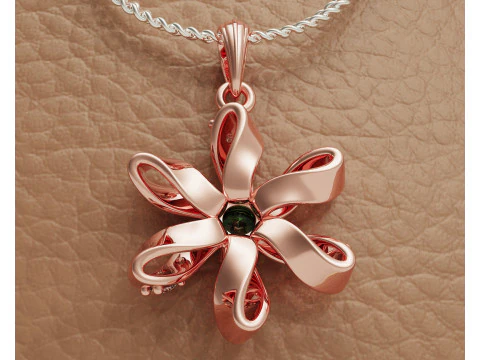 Diamond set twisted flower pendant 3D Print Model