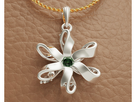 Diamond set twisted flower pendant 3Dプリントモデル
