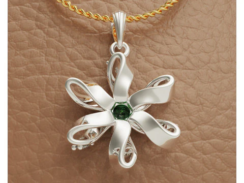 Diamond set twisted flower pendant 3D Print Model