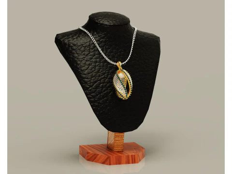 Twisted diamond pearl pendant 3D Print Model
