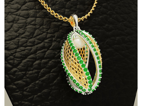 Twisted diamond pearl pendant 3D Print Model