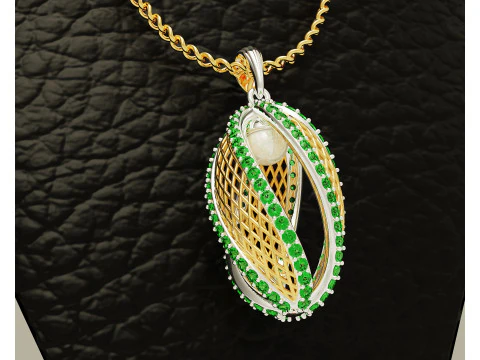 Twisted diamond pearl pendant 3D Print Model
