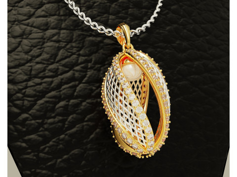 Twisted diamond pearl pendant 3D Print Model