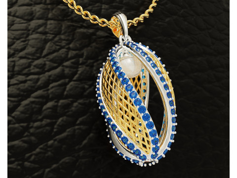 Twisted diamond pearl pendant 3D Print Model
