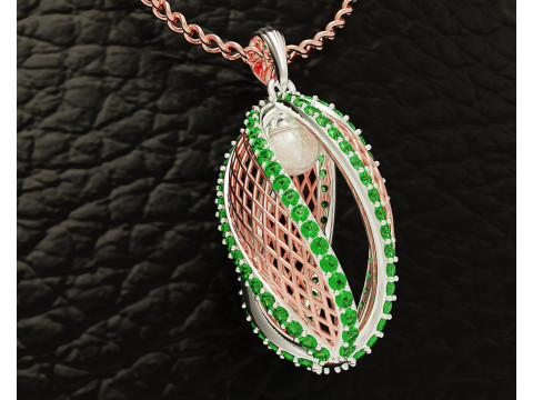 Twisted diamond pearl pendant 3D Print Model
