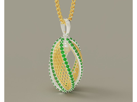Twisted diamond pearl pendant 3D Print Model