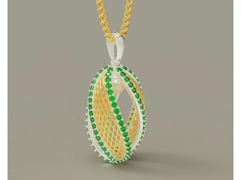Twisted diamond pearl pendant 3D Print Model
