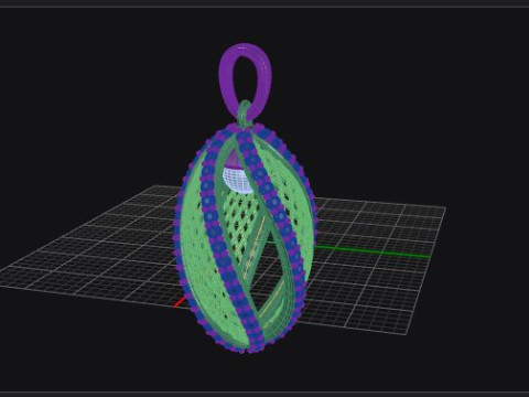 Twisted diamond pearl pendant 3D Print Model