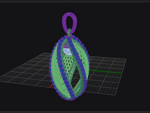 Twisted diamond pearl pendant 3D Print Model