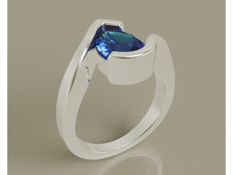 Pear shape tension style engagement ring Modello di stampa 3D