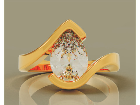 Pear shape tension style engagement ring Modello di stampa 3D