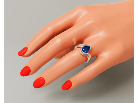 Pear shape tension style engagement ring Modello di stampa 3D
