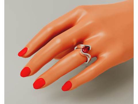 Pear shape tension style engagement ring Modello di stampa 3D