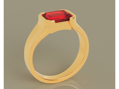 Half bezel set emerald cut solitaire ring 3Dプリントモデル