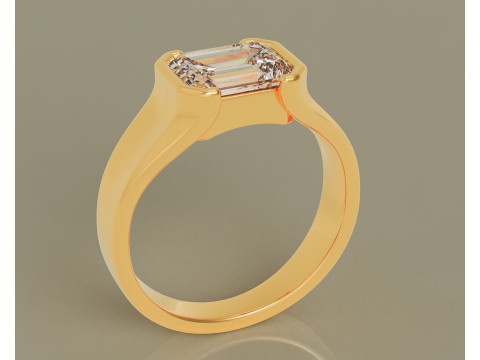 Half bezel set emerald cut solitaire ring 3D Print Model