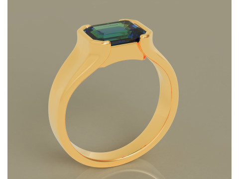 Half bezel set emerald cut solitaire ring 3D Print Model