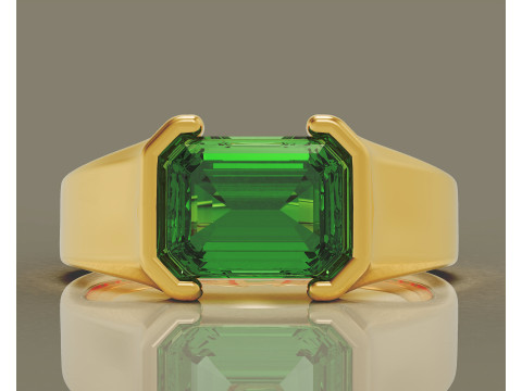 Half bezel set emerald cut solitaire ring 3D Print Model