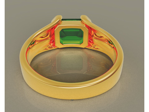 Half bezel set emerald cut solitaire ring 3D Print Model