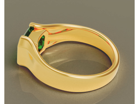 Half bezel set emerald cut solitaire ring 3D Print Model