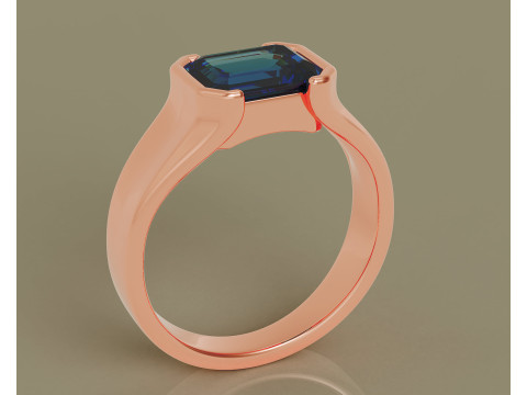 Half bezel set emerald cut solitaire ring 3D Print Model