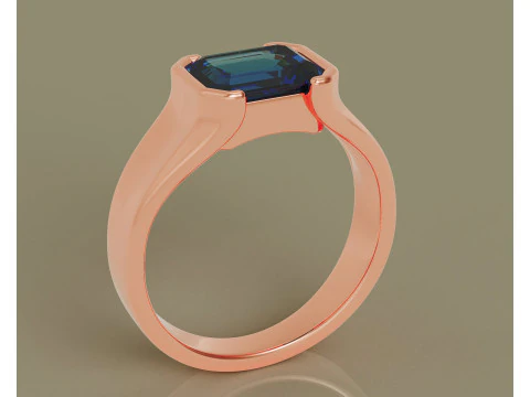 Half bezel set emerald cut solitaire ring 3D Print Model