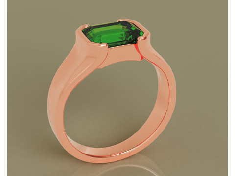 Half bezel set emerald cut solitaire ring 3D Print Model