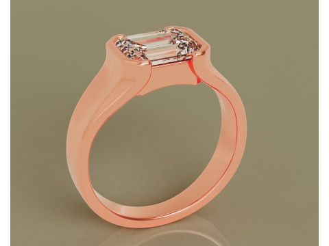 Half bezel set emerald cut solitaire ring 3D Print Model