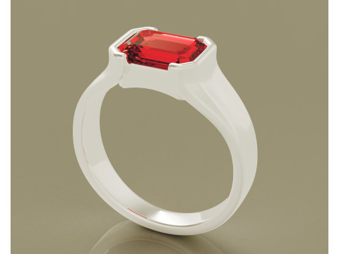 Half bezel set emerald cut solitaire ring 3D Print Model