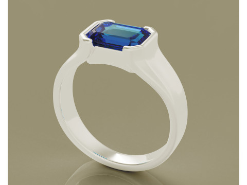 Half bezel set emerald cut solitaire ring 3D Print Model