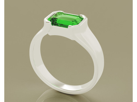 Half bezel set emerald cut solitaire ring 3D Print Model