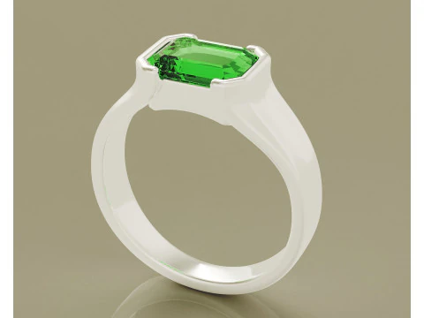 Half bezel set emerald cut solitaire ring 3D Print Model