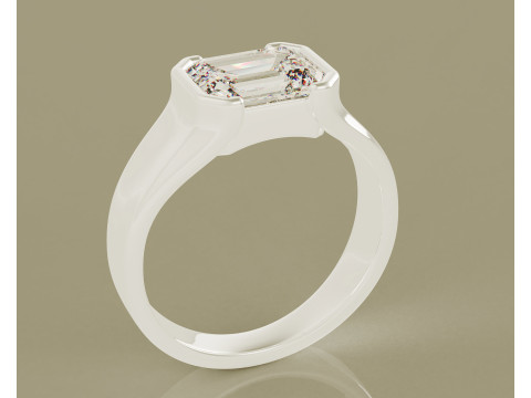 Half bezel set emerald cut solitaire ring 3D Print Model