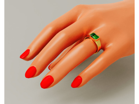 Half bezel set emerald cut solitaire ring 3D Print Model