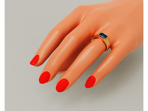 Half bezel set emerald cut solitaire ring 3D Print Model