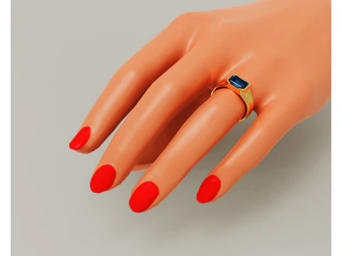 Half bezel set emerald cut solitaire ring 3D Print Model