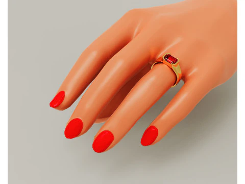 Half bezel set emerald cut solitaire ring 3D Print Model