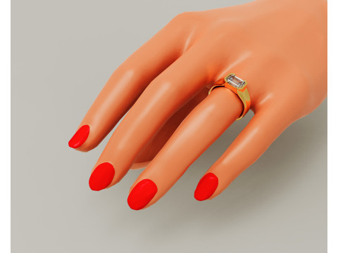Half bezel set emerald cut solitaire ring 3D Print Model